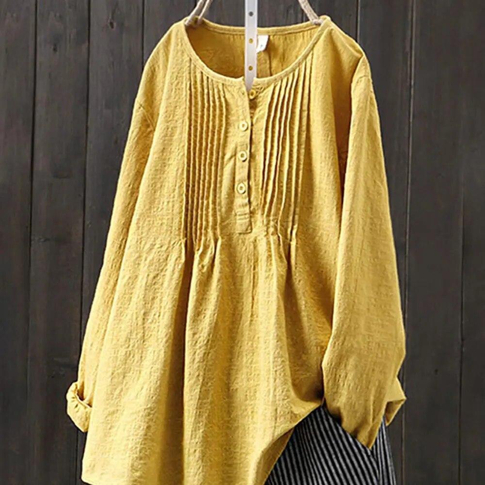 Women Autumn Casual Long Sleeve O Neck Loose Blouse Vintage Harajuku Solid Shirt Oversized Tops