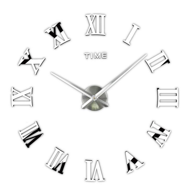 Wall Stickers DIY Mirror Digital Clock Quartz Hanging Needle Creative Large Roman Numbers 3D Movement Living Room Acrylic