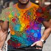 Men's Colorful Round Neck T-shirt 3D Vivid Dot Printing Casual Street Summer Top Polyester Knitted Fabric Slight Elasticity Normal Fit Short Sleeved