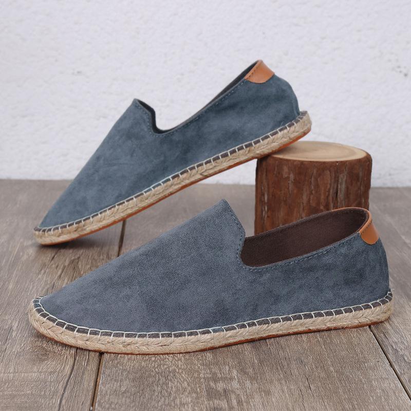 Retro trend breathable canvas shoes summer linen men's fisherman shoes casual one-pedal cotton and linen wear-resistant loafers