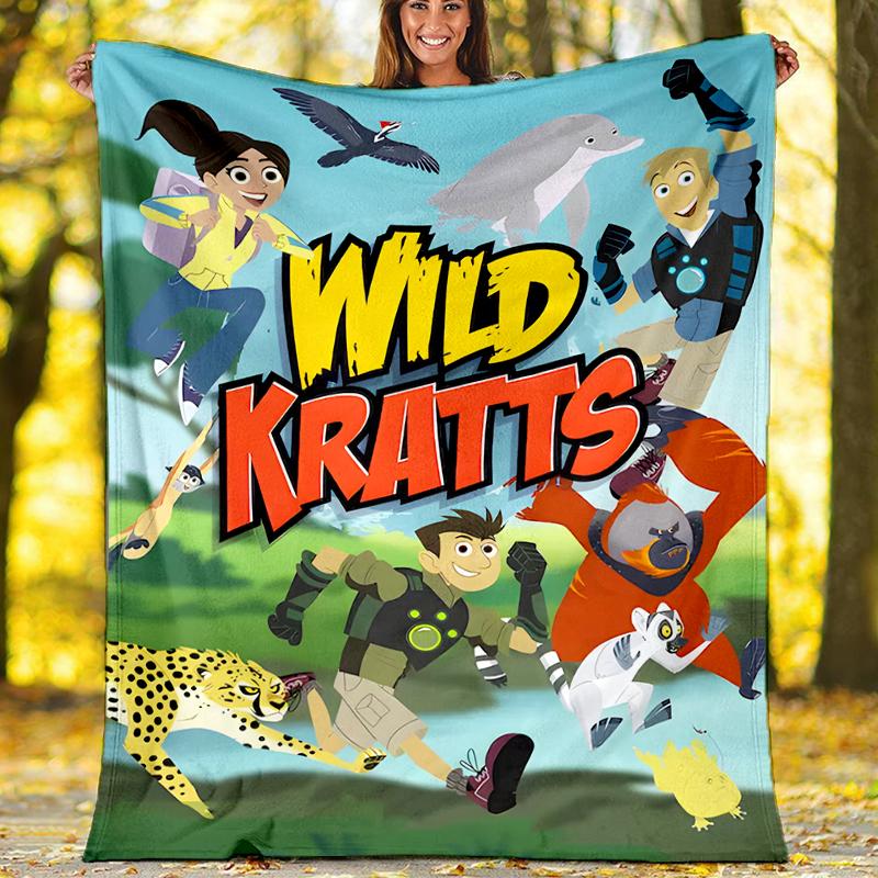 Wild Kratts printed throw blanket—soft,warm;versatile blanket for all seasons—perfect as &air-conditioning throw,nap blanket