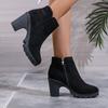 2024 New Autumn Winter Women Pumps Boots High Quality Zipper European Ladies Shoes Suede Fabric High Heels Boots Fast Delivery