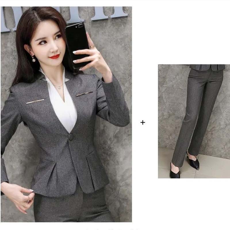 2 шт., профессиональный пиджак, женский костюм с длинными рукавами, весна и осень, новый темпераментный костюм для продажи, костюм для собеседования, официальная рабочая одежда