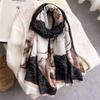 Silver Silk Cotton and Linen Scarf Camellia Shawl Elegant Flower Headscarf X0m Scarf Autumn and Winter Warmth