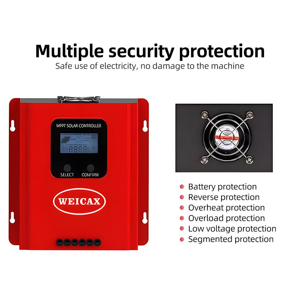 60A MPPT солнечный контроллер заряда 12 В/24 В/36 В/48 В солнечный регулятор заряда с автоматическим распознаванием и ЖК-дисплеем