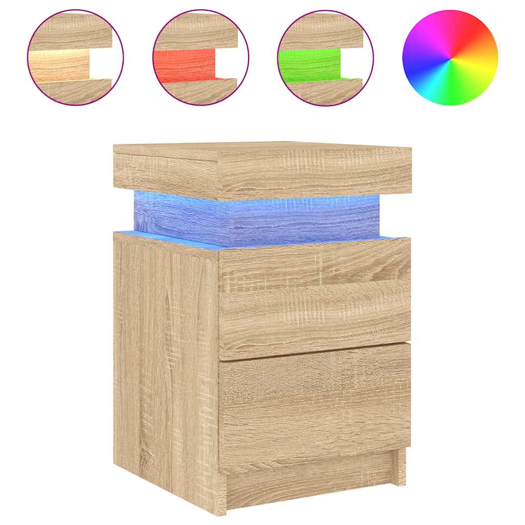 Vidaxl Szafki Nocne Z Led, 2 Szt., Dąb Sonoma, 35X39X55 Cm