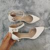 Women Sandals Summer Ladies Bridal Suede 5cm Thick Heel Pumps Wedding Party Shoe Newest Woman Open Toe Sexy Ankle Straps Sandal