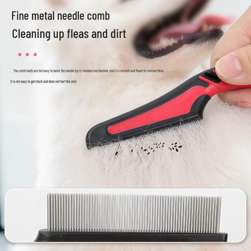 Double Row Pet Comb for Dogs & Cats - Flea & Lice Removal, Detangling & Cleaning