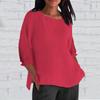 Women's Fashion Seven-Quarter Sleeve Round Neck Solid Color Loose Casual Shirt Tops
