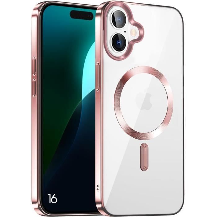 Protective Case - BOOLING - for iPhone 16 - Soft Silicone - Magnetic Circle - Pink