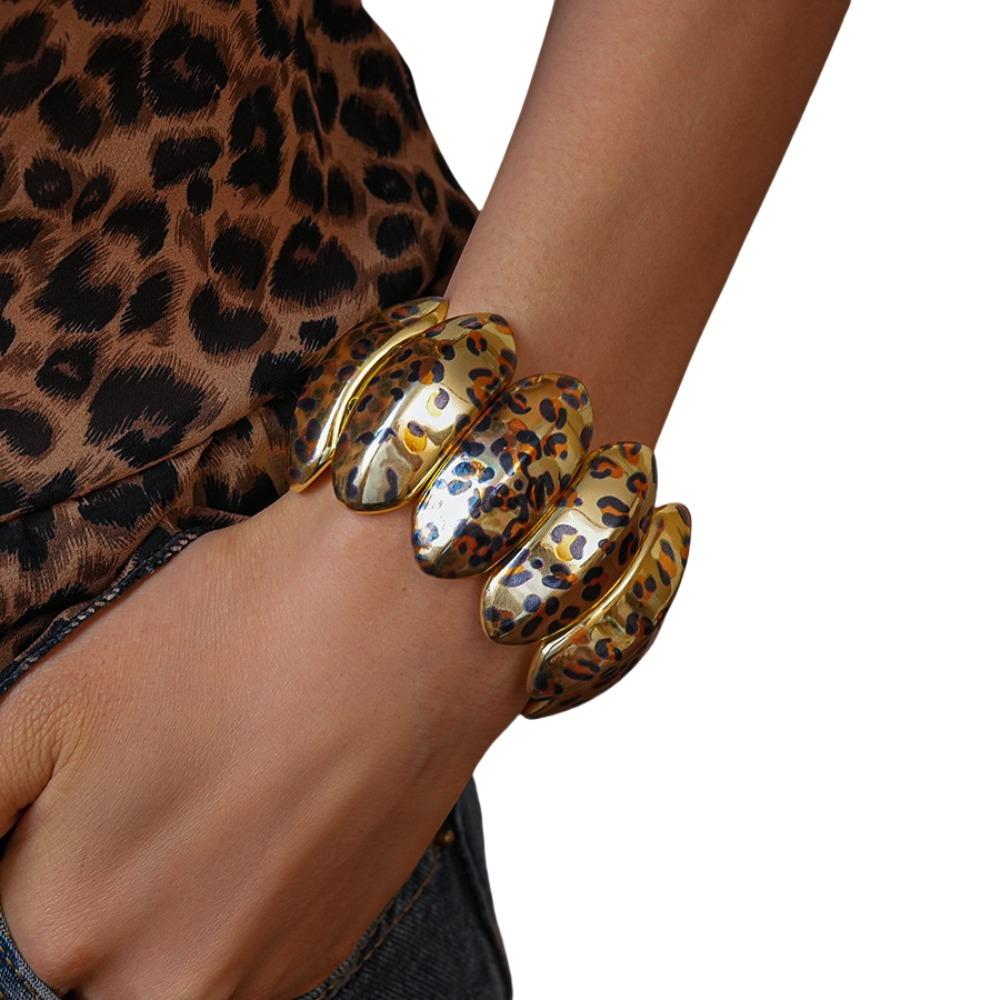 Темпераментные браслеты-манжеты с леопардовым принтом, европейско-американский стиль, преувеличенное украшение