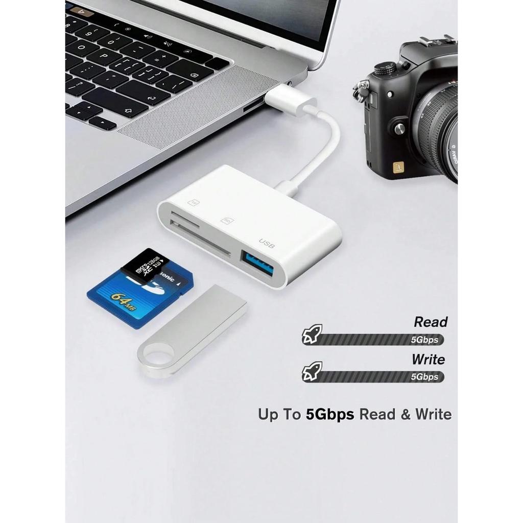 3-in-1 Type C Card Reader SD TF Memory Card Reader OTG Adapter High Speed Data Transmitter for iPhone 15 16 Samsun Xiaomi