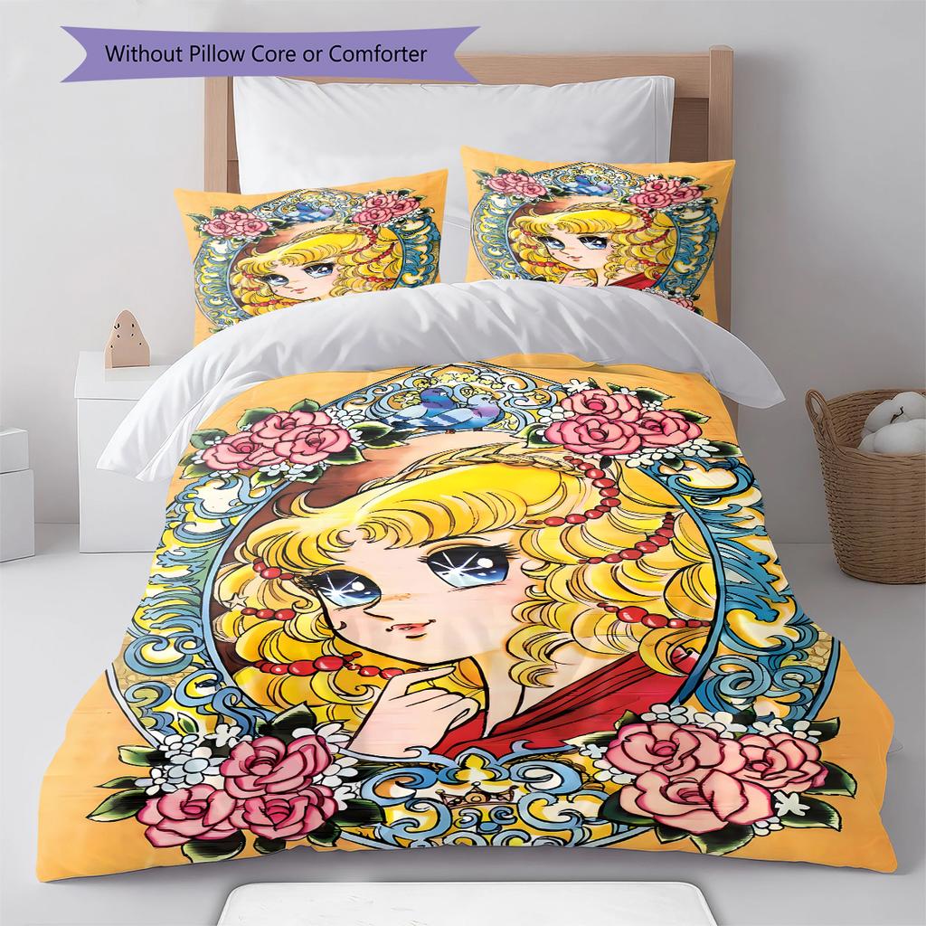 Candy Candy Pattern Bedding,Quilt Set Quilt Cover Pillowcase Home Birthday Gift (1 * duvet cover + 2 * pillowcase, without core)