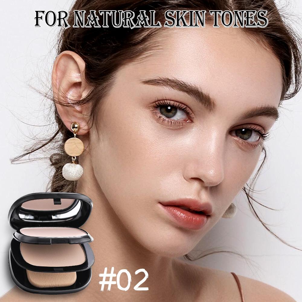 Matte Full Coverage Pressed Powder Foundation with Puff Applicator, 24H Fresh Wear Matte Weightless Finishing Powder Makeup