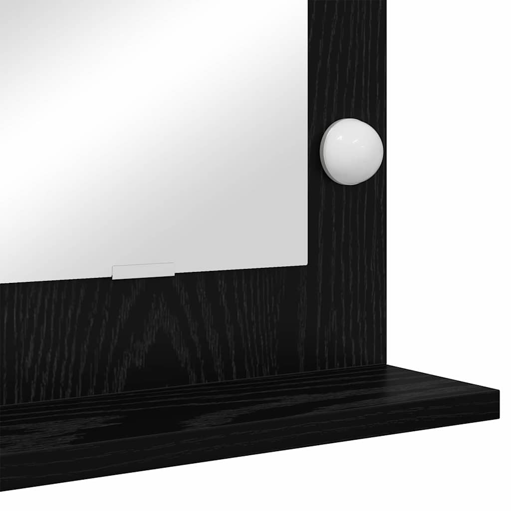 Black Washbasin Mirror with Oak Effect 80 x 45 x 18 cm