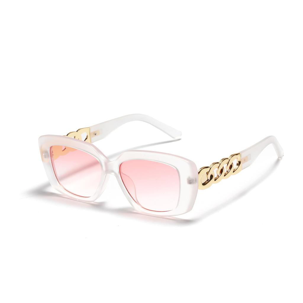 Квадратные очки Популярные Универсальные Полуметаллические Солнцезащитные очки Женские Ретро Цепочка Широкие Дужки Солнцезащитные очки Мужские