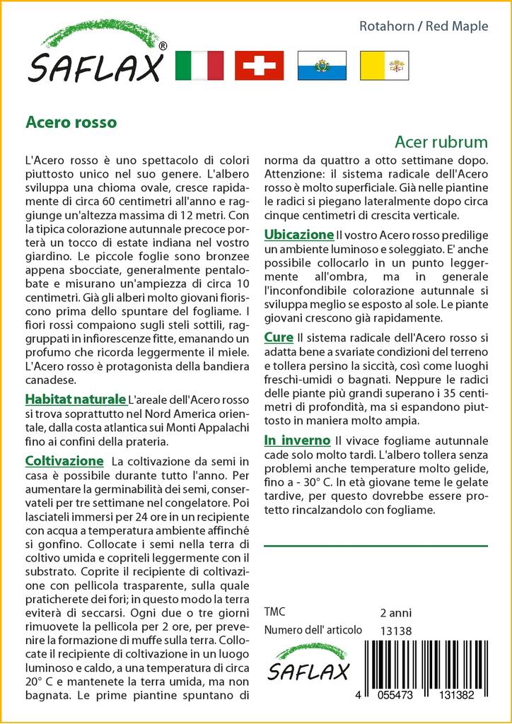 SAFLAX Клен красный - 20 семян - Acer Rubrum