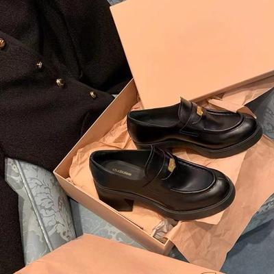 Нескользящие Ретро Круглый носок Увеличивающие рост, Толстоподошвенные Женские Одинарные Туфли