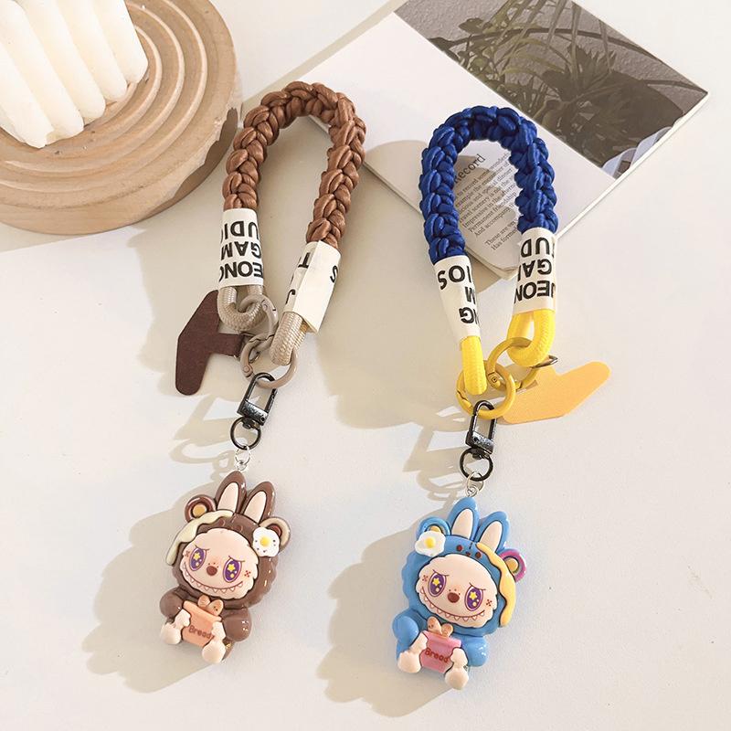 Универсальный Лабубу Мультяшный Милый Подвеска-цепочка для телефона Шнурок для Iphone Мобильного телефона Короткий ремешок Брелок Украшение для сумки Кольцо для ключей