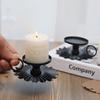 Iron Taper Candlestick Black Metal Pillar Plate Holders Stand For Wedding Party Festival Desktop Candelabra Art Gift Home Decor