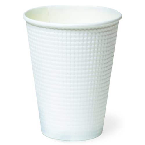 Insulated Embossed Paper Cups, White Stripe, 340ml, Pack of 50, SMP-340E-2, AMZ340EMJ