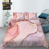 Marble Duvet Cover Set Pink Printed Queen Size Bedding Set Polyester Abstract Print Decor Golden Comforter Cover for Girls Teens