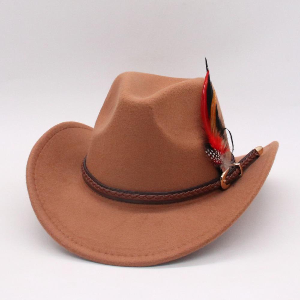 Fedora Hat Feather Decors Fedora Hat Dress Up Bucket Hat Woolen Top Hat Costume Cosplay Cap