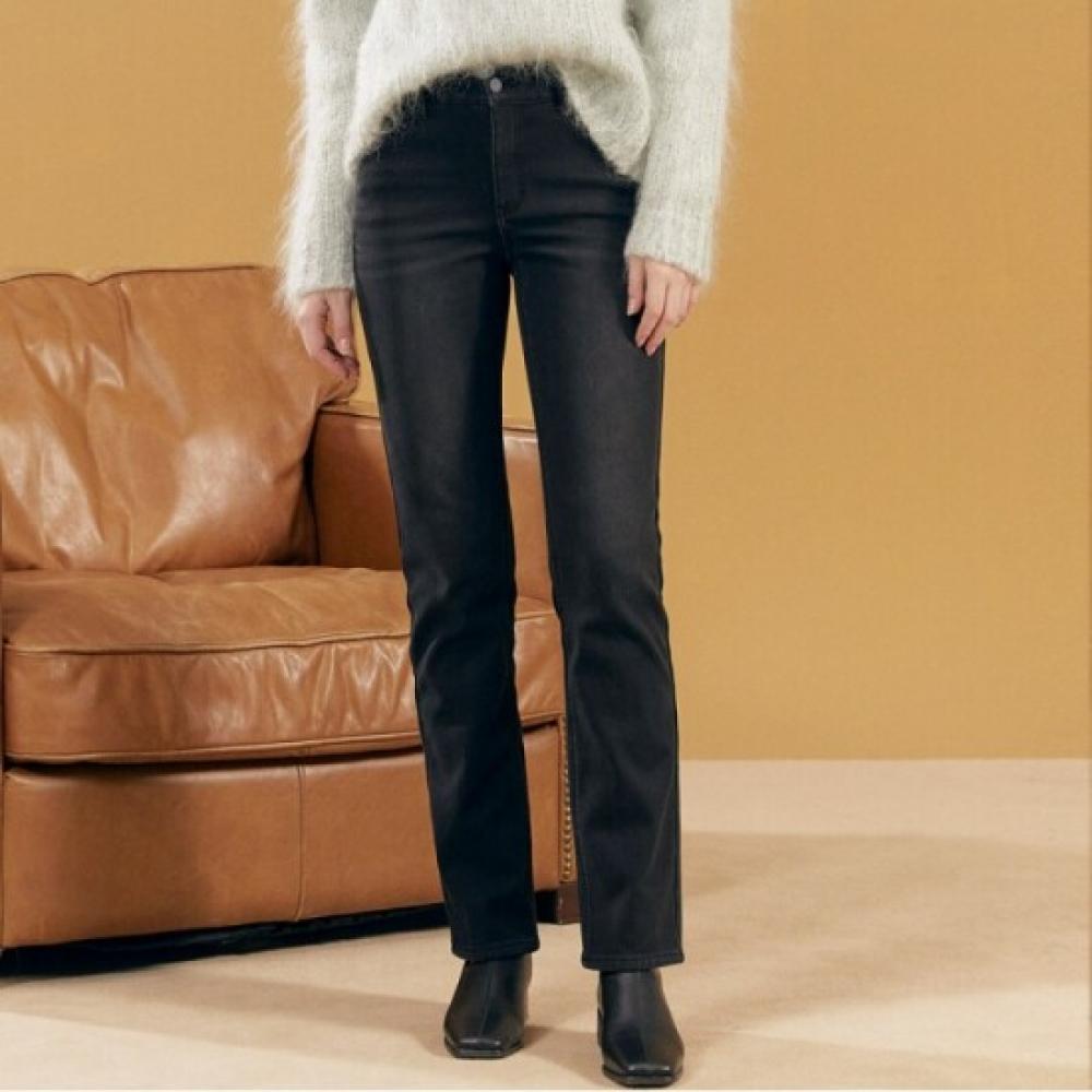 Bang Bang Women S Mink Boa bruShed Bonded Denim jeanS Black