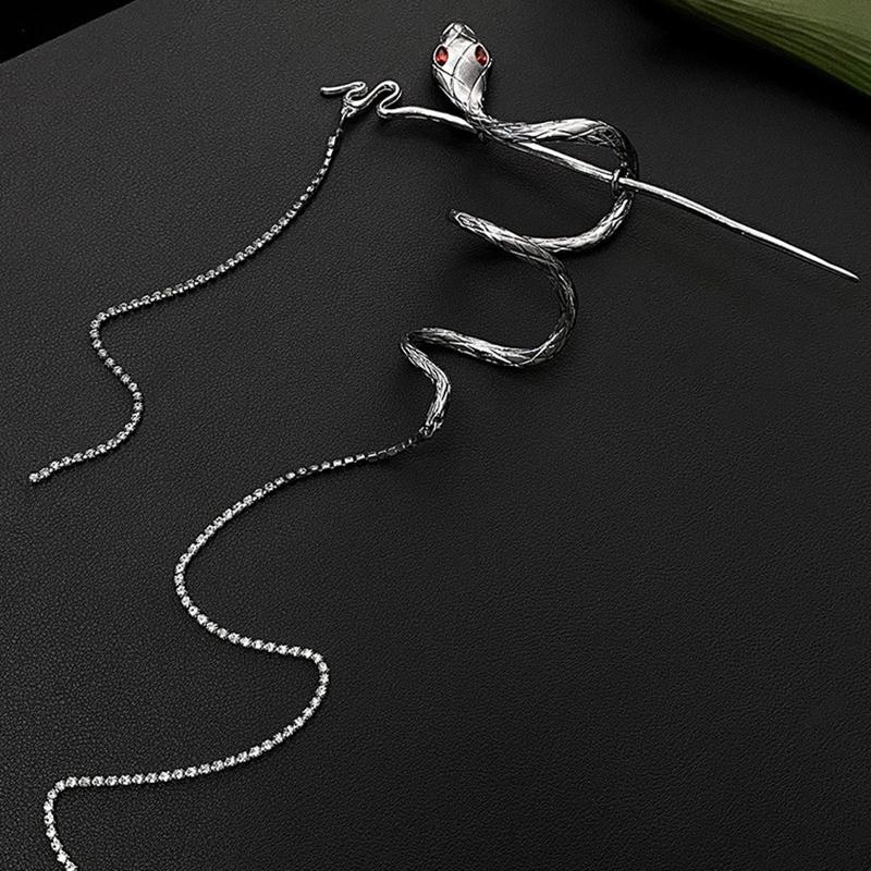 Змея Заколка для волос Палочка для волос Обвивающая веревка Основа Длинная кисточка Змея Волосы Панк Стиль Заколка для волос Китайский Головной убор