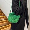 Spring/Summer Fashion Solid Color Small Handbag Art Retro Woven Shoulder Bag Hollow Mini Cute Crossbody Bucket Bag CLE