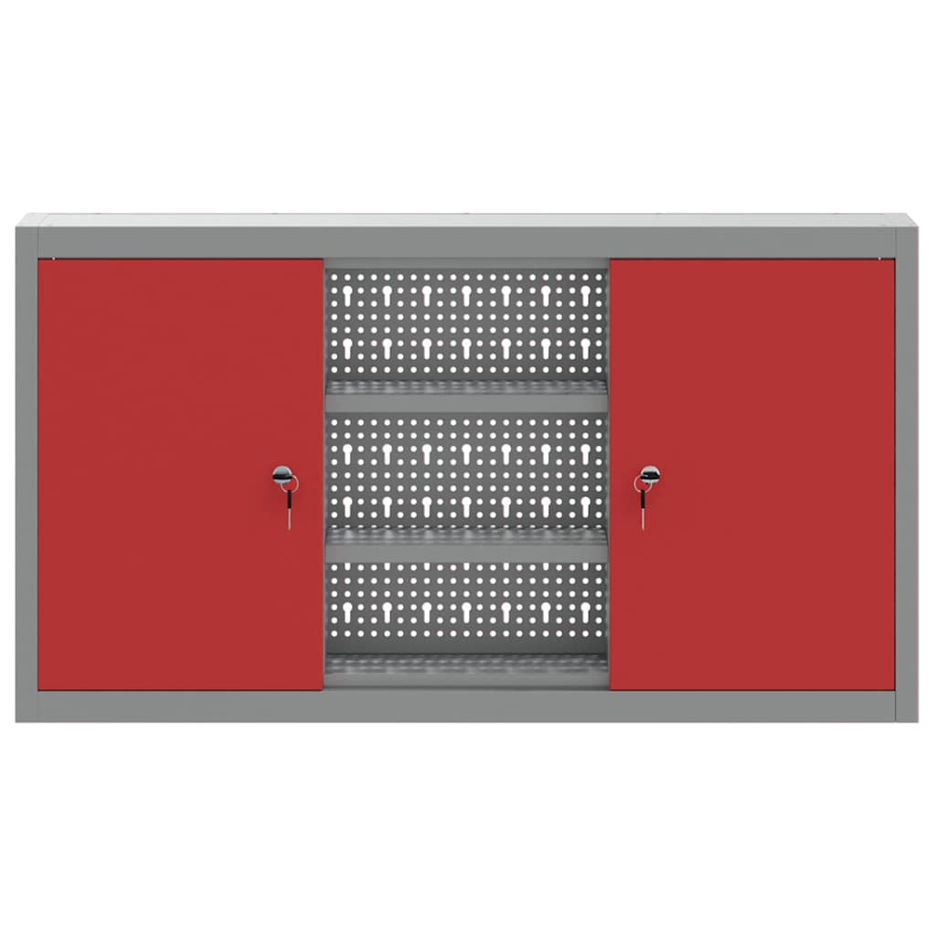 Tool Cabinet with Shelf Red and Grey 100 x 20 x 55 cm