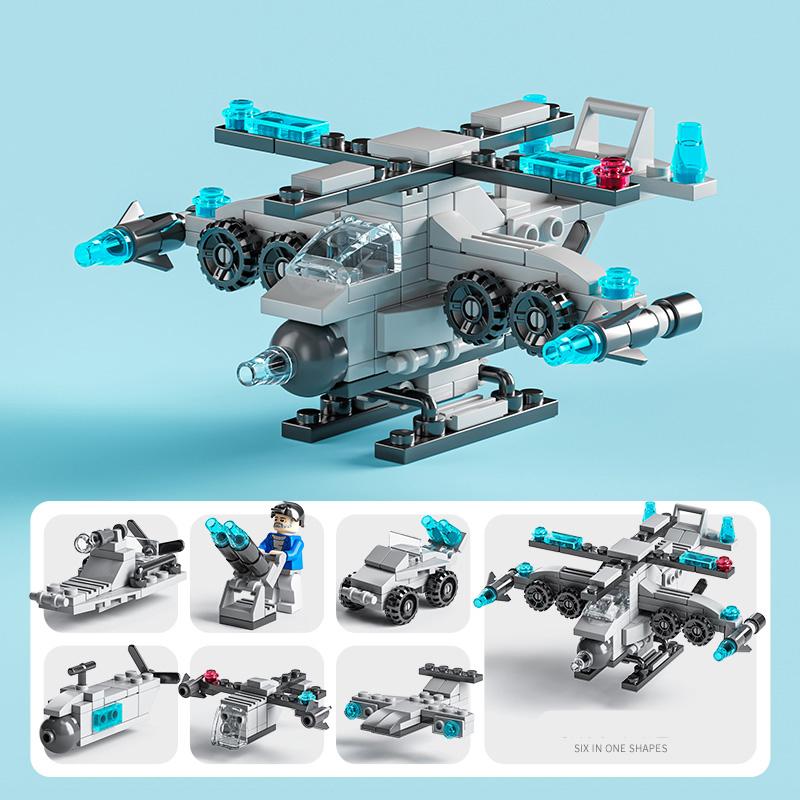 6IN1 полицейская машина пожарный катер DIY вертолет модель динозавра строительные блоки город спецназ автомобиль кирпичи игрушки для детей подарок