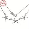 S295 Sterling Silver Starfish Necklace - Stylish Ocean Style - Perfect for Everyday Wear & Gifts Day Gifts