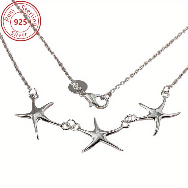 S295 Sterling Silver Starfish Necklace - Stylish Ocean Style - Perfect for Everyday Wear & Gifts Day Gifts