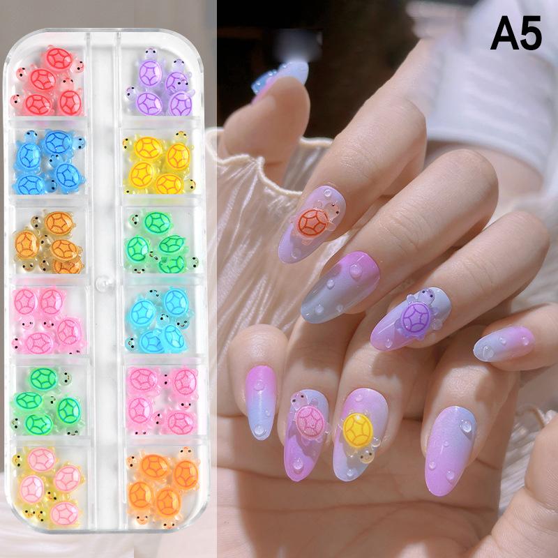 12 ячеек/коробка Мини бантики для дизайна ногтей 3D Милые конфетные цвета Шармы для ногтей Дизайны Сделай сам Смола Аксессуары для ногтей
