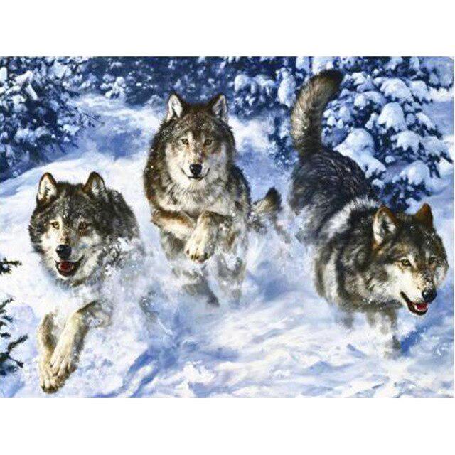 DIY 5D Алмазная картина Волк Животное Мозаика Комплект Вышивка крестом Алмазная вышивка Полный дрель Круглый