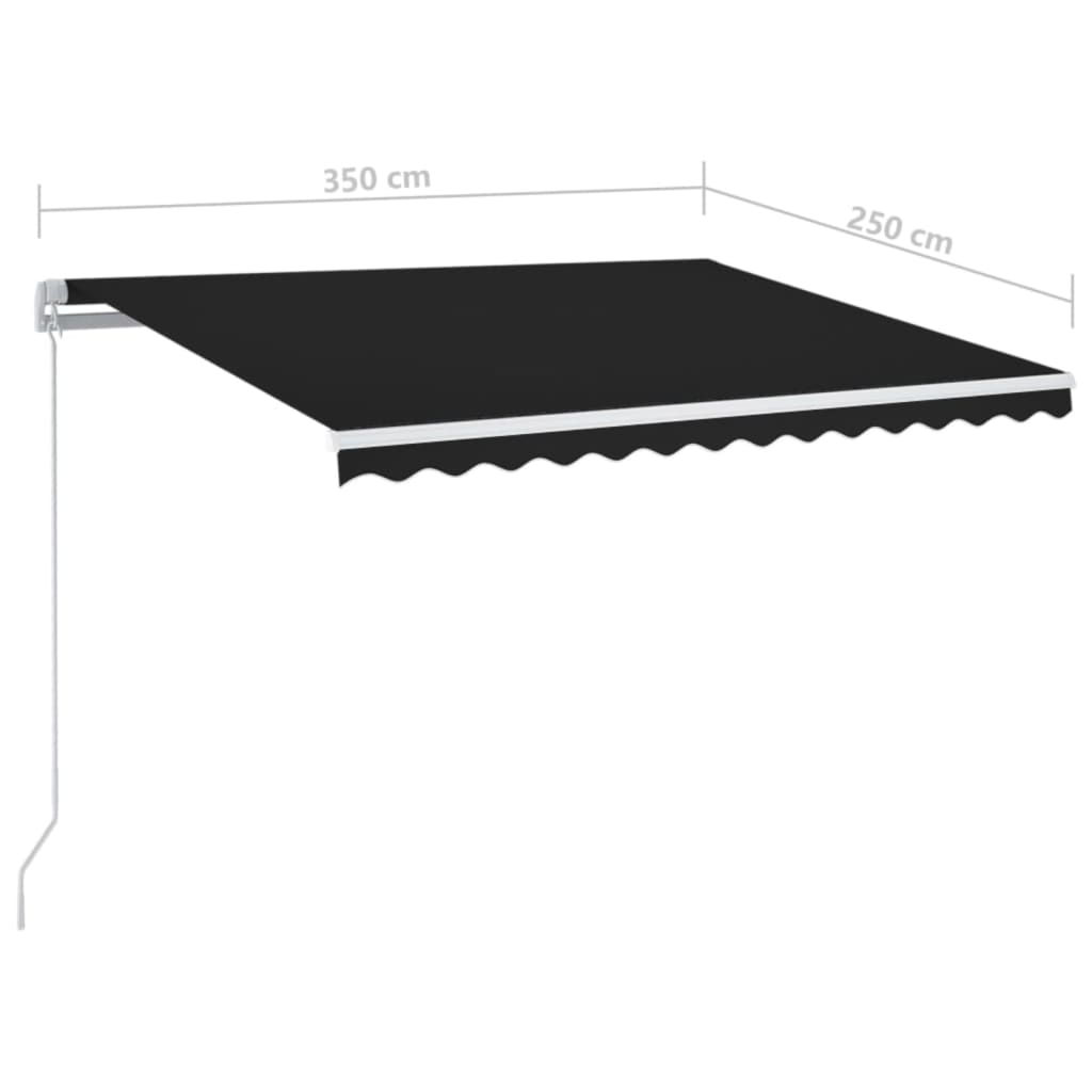 Manual Retractable Awning with LED Lights 350 x 250 cm Anthracite