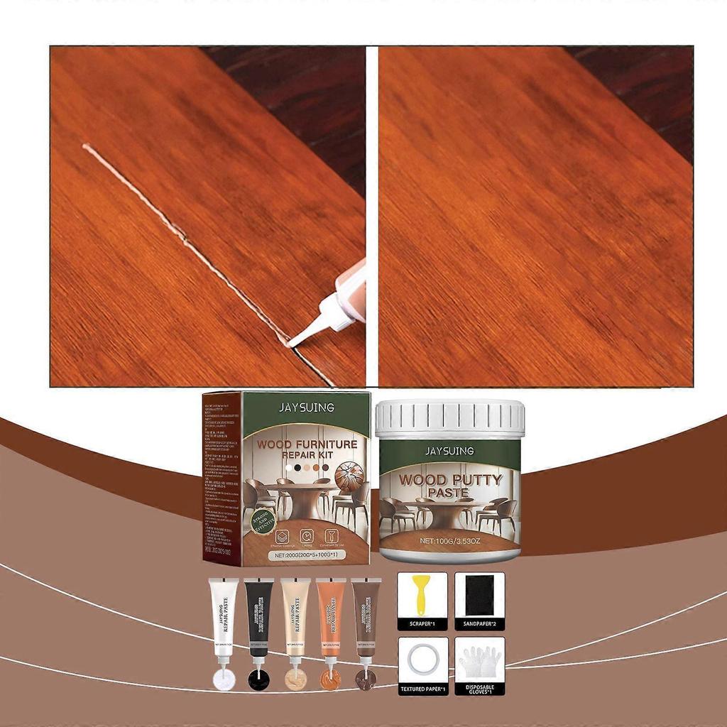 Wood Furniture Repair Kit Wood Scratch Repair Cream with Scraper, Color Blend & Quick-Dry