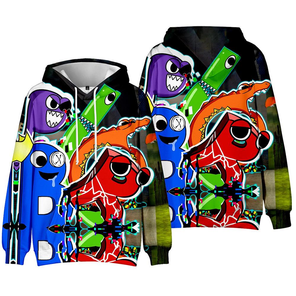 Alphabet Lore Multi Characters All Over Print Hoodie Unisex Cartoon Letter Monster Pullover Hooded Sweatshirt Kids Anime Casual Hoodie