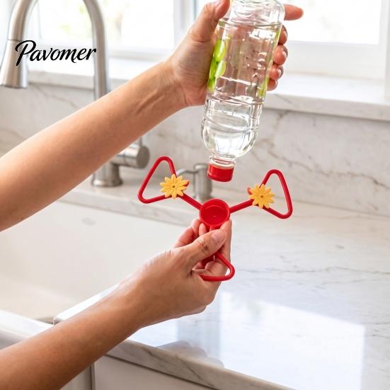 Plastic Nectar Feeder for Garden Hummingbird Adapter with Detachable Flower Ports Bottles, Backyard Attraction Kit DIY Outdoor Bird Patio and