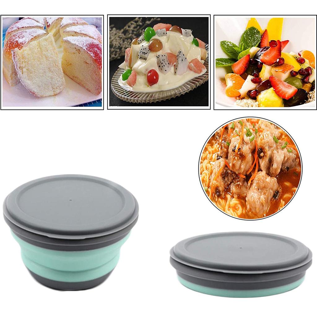 Портативная складная миска для кемпинга с крышками, силиконовая миска для кемпинга и путешествий, 3 шт., складные коробки для хранения еды для пеших прогулок, путешествий, кемпинга