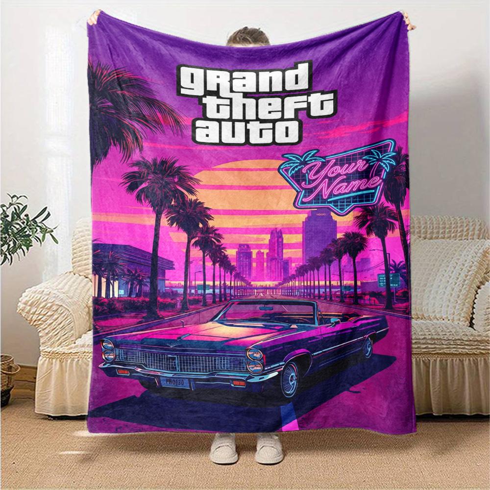 Grand Theft Auto Customize Text Blanket Lightweight Personalized Blanket Comfortable Suitable for Office Livingroom Nap Sofa Four Seasons Universal