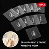 10Pcs Transparent Strong Self Adhesive Door Wall Hangers Hooks For Silicone Storage Hanging Kitchen Bathroom Accessories