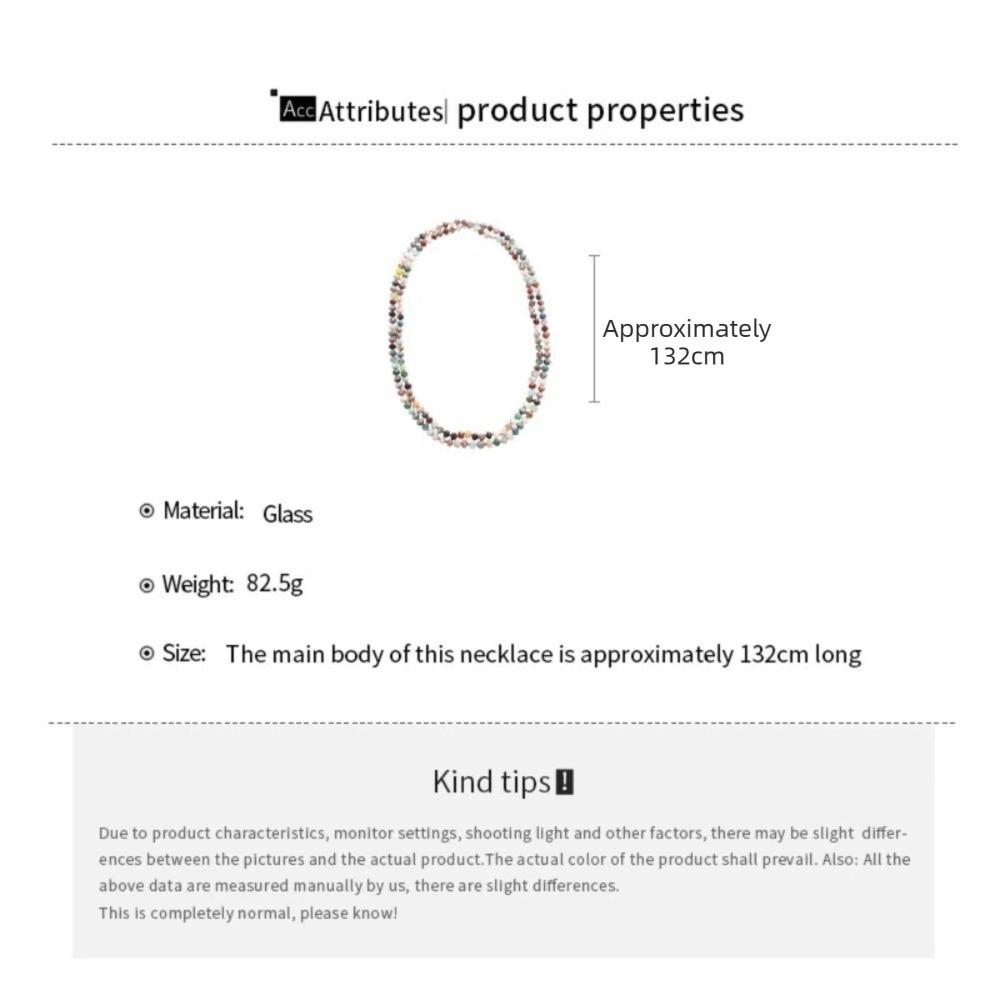 Bohemia Glass Beads Necklace Rainbow Chokers Necklace Strand Sweater Chain For Women Female