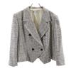 Silk Linen Blend Tailored Jacket 17 Black X Beige Women Used