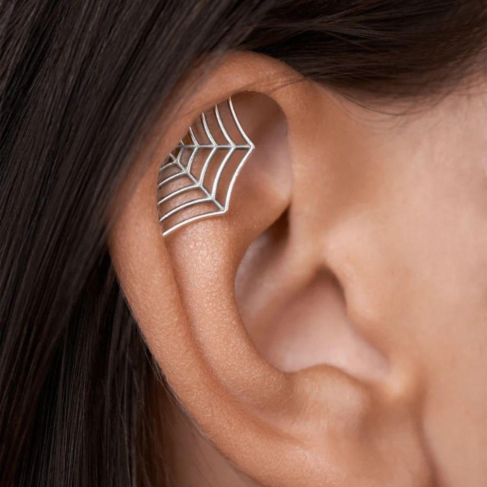 1Pc Gothic Cartilage Stud Punk Gothic Hidden Earring Trendy Spider Web Stud Earrings Gift