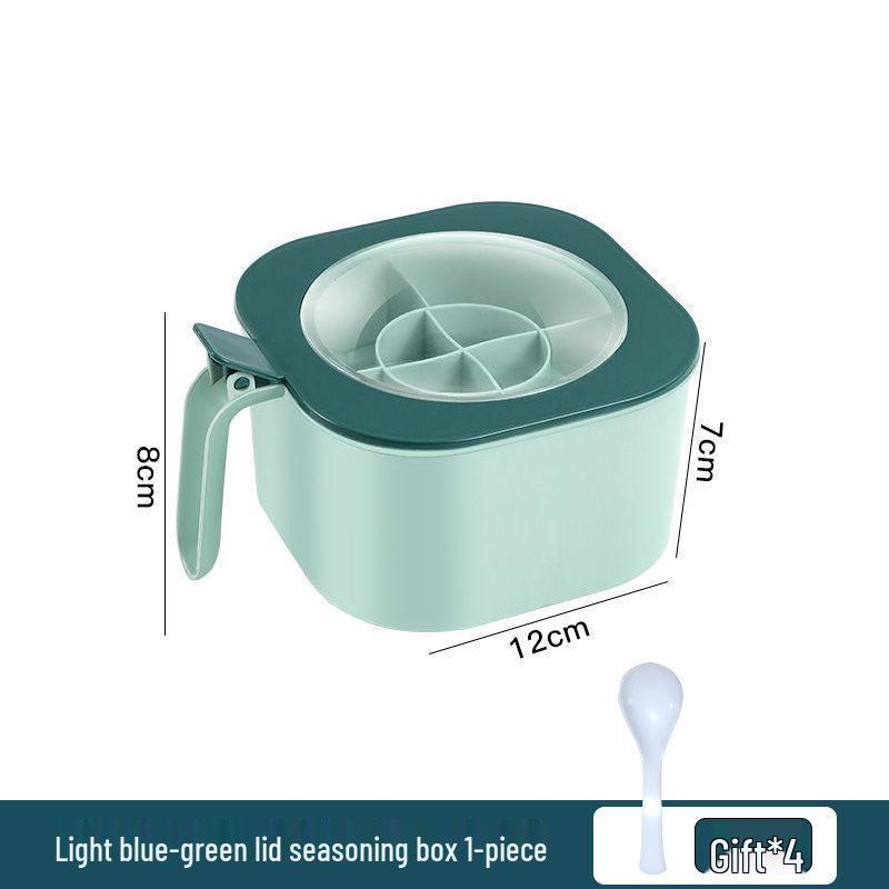 Четырехсекционная кухонная емкость для приправ с крышкой: Многофункциональное хранение для соли, сахара, глутамата натрия