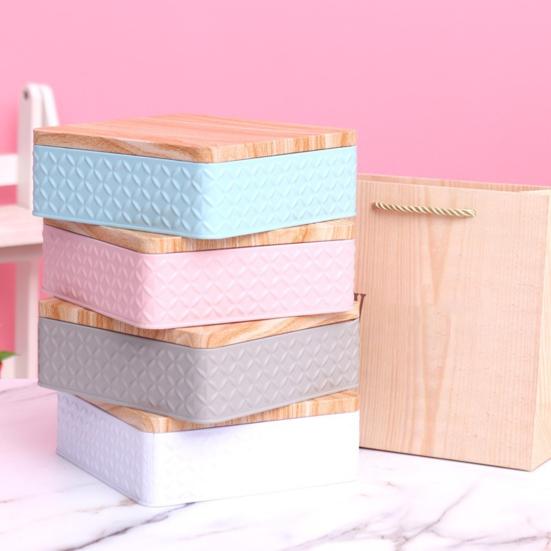 Candy Storage Multi-color Square Shaped Lozenge Pattern Metal Storage Empty Iron Box for Chocolate