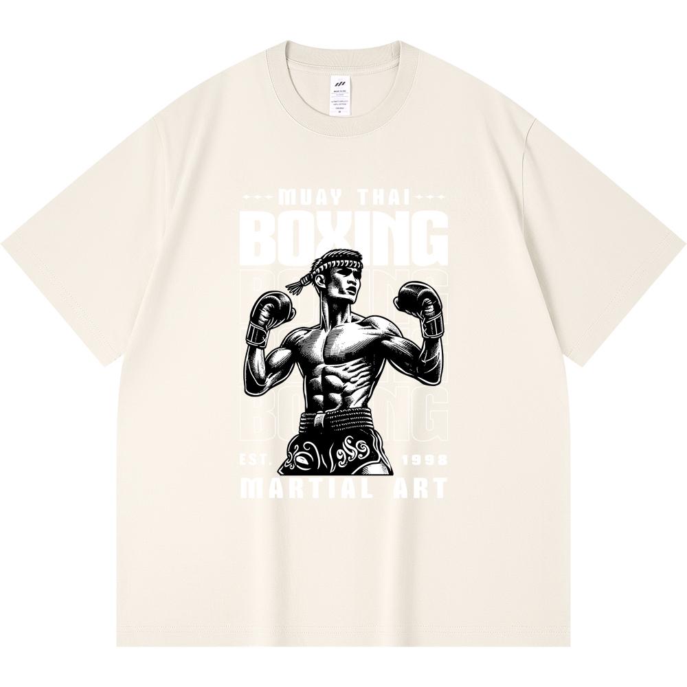 Футболка из 100% хлопка плотностью 230 г/м2 с принтом тайского бокса, забавная футболка из чесаного хлопка в стиле Харадзюку