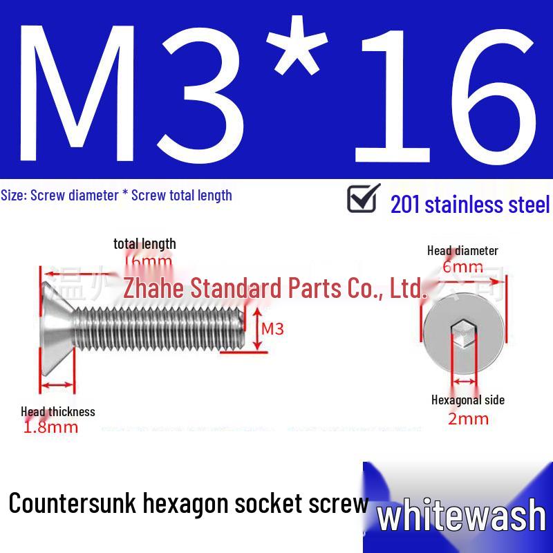 201 Stainless Steel Hex Socket Countersunk Flat Head Screws